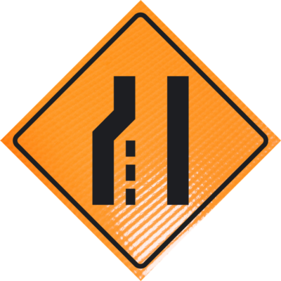 | Left lane reduction (symbol) 48" non-reflective roll-up sign