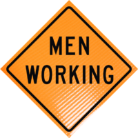 Men working 48" non-reflective roll-up sign