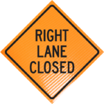 | Right lane closed (w20-5r) 48" non-reflective roll-up sign