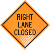 Right lane closed (w20-5r) 48" non-reflective roll-up sign