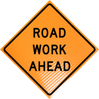 Road work ahead (w20-1) 48" non-reflective roll-up sign - Image 1