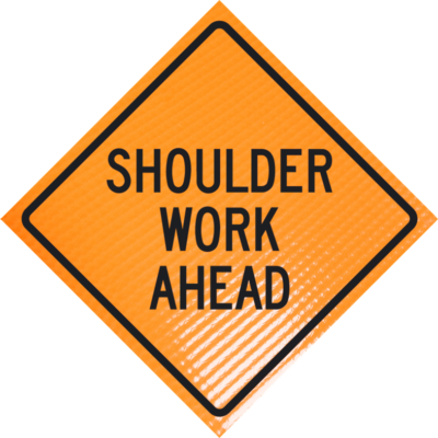 | Shoulder work ahead 48" non-reflective roll-up sign