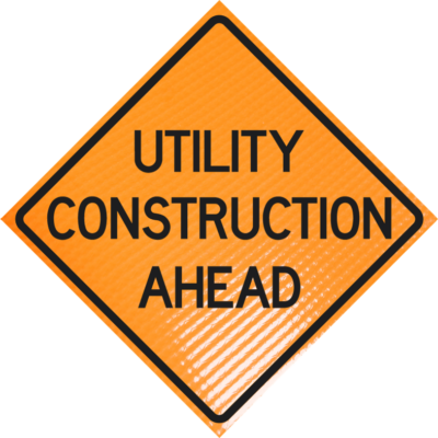 | Utility construction ahead 48" non-reflective roll-up