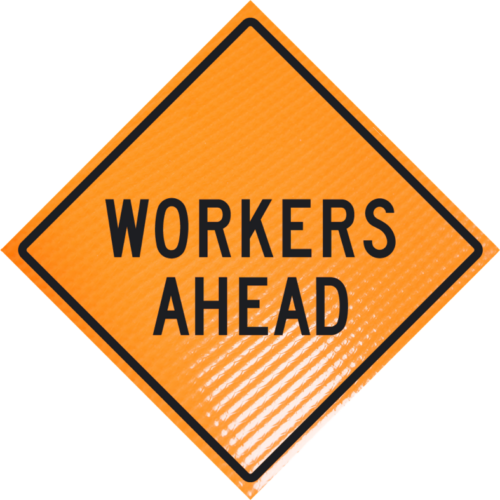 | Workers ahead 48" non-reflective roll-up sign