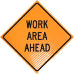 | Work area ahead 48" non-reflective roll-up sign