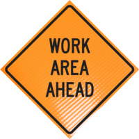 Work area ahead 48" non-reflective roll-up sign