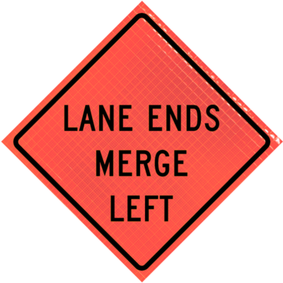 Lane Ends Merge Left (w9-2l) 48" Super Bright™ Roll-up
