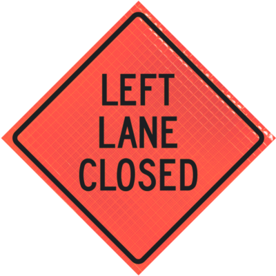 Left Lane Closed 48" Super Bright™ Roll-up Sign