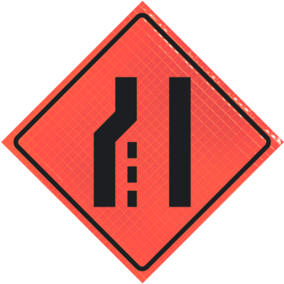 Left Lane Reduction (symbol) 48" Super Bright™ Roll-up Sign