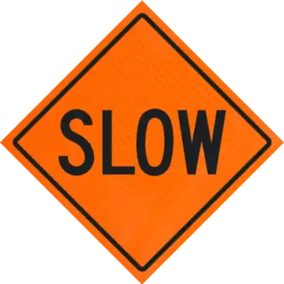 slow roll-up signs for traffic control