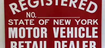 NYS DMV Metal Signs Registered Motor Vehicle Retail Dealer