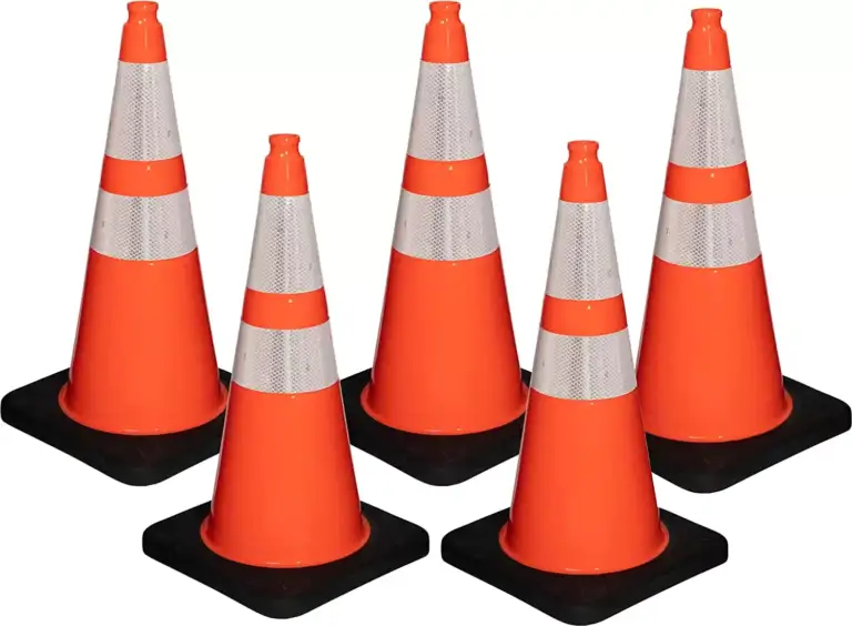 28 Inch Traffic Cones, Wide Body, Black Base