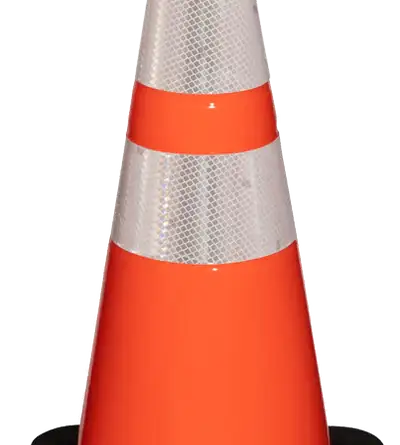 black base traffic cone