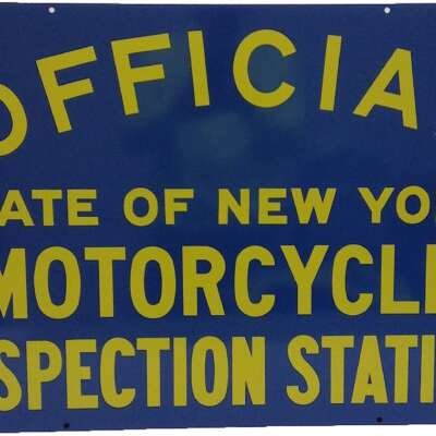 Official State of New York Motorcycle Inspection Station Sign