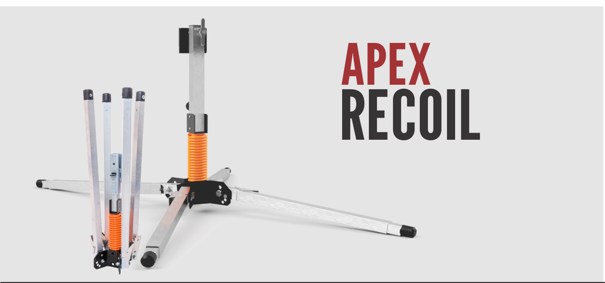 apex-recoil compact sign stand with wind deflection