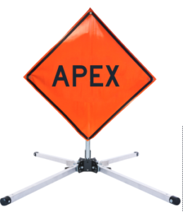 apex compact sign stand with roll-up sign