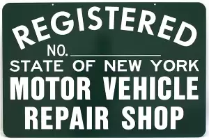 Registered No. State of New York Motor Vehicle Repair Shop | Requirements for Displaying the Registered No. State of New York Motor Vehicle Repair Shop Sign