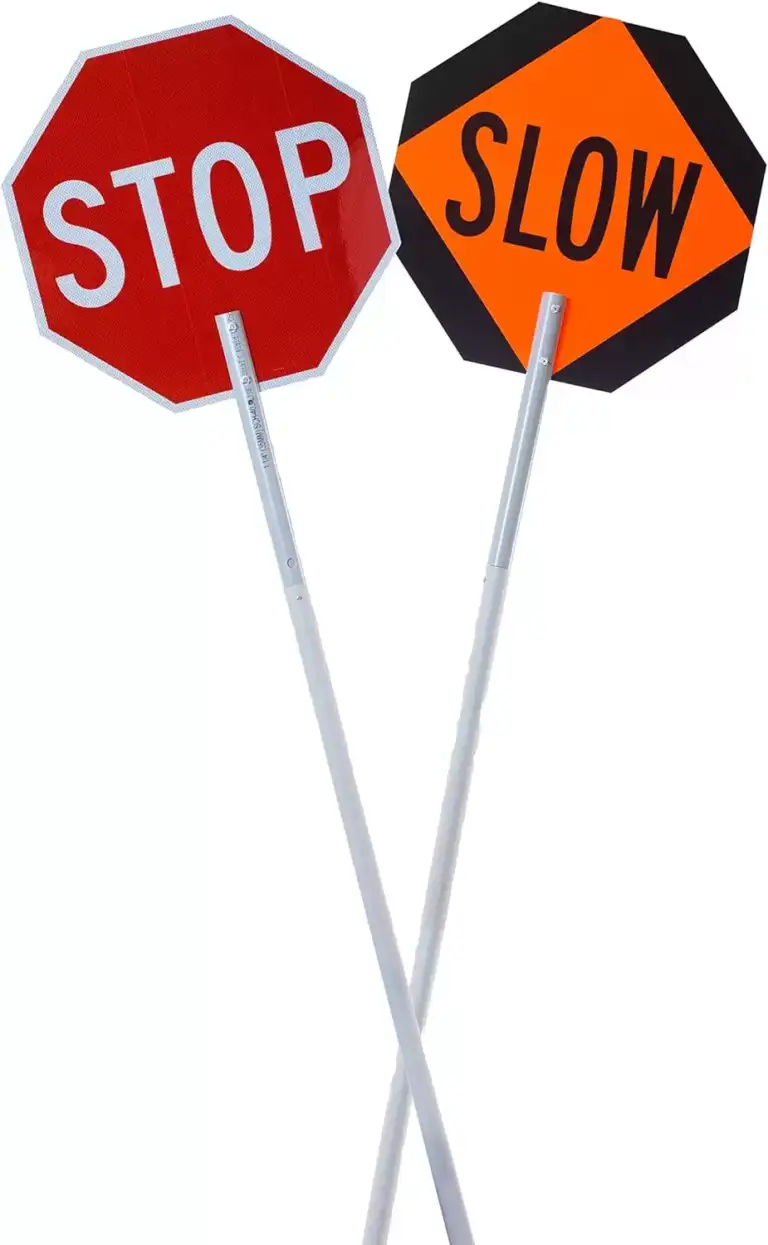 STOP / SLOW Paddle 18" with 60" Staff, Engineer Grade Sheeting