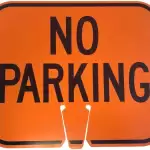 Plastic Traffic Cone Top Sign - NO PARKING