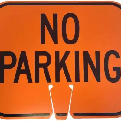 Plastic Traffic Cone Top Sign - NO PARKING