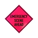 Emergency Scene Ahead Pink Roll-Up Sign