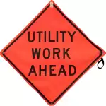 Utility Work Ahead MESH Roll-Up Warning Sign 48 inch