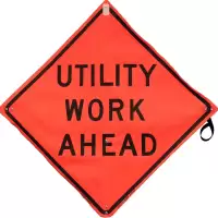 Utility Work Ahead MESH Roll-Up Warning Sign 48 inch