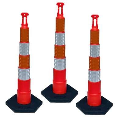 42" Stackable Traffic Safety Cones with 16 lb Base, Reflective, Set of 3