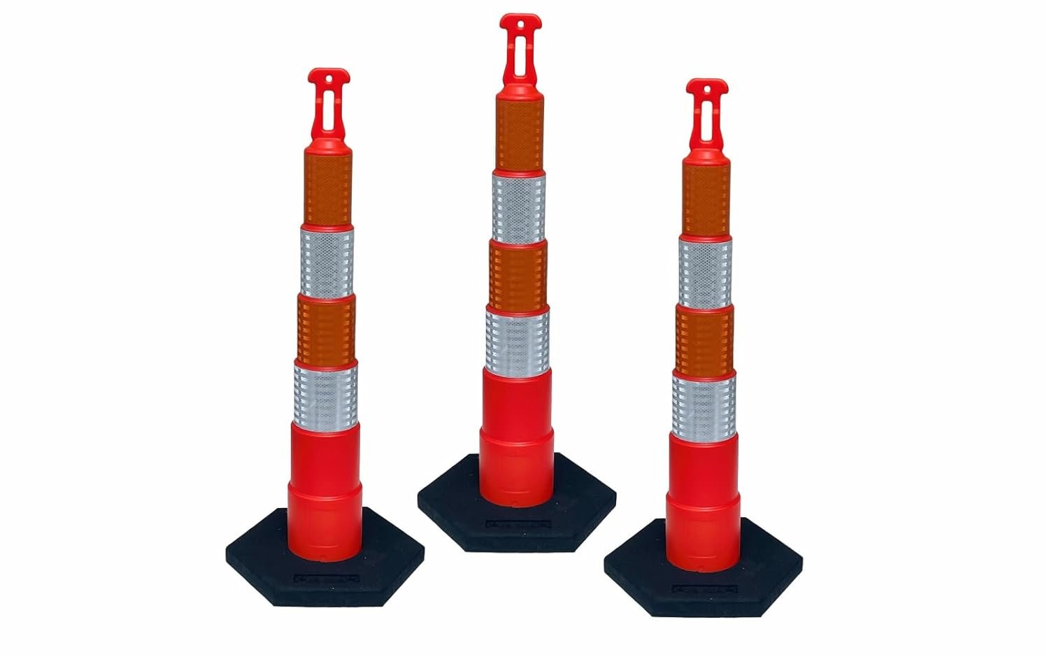 42" Stackable Traffic Safety Cones with 16 lb Base, Reflective, Set of 3