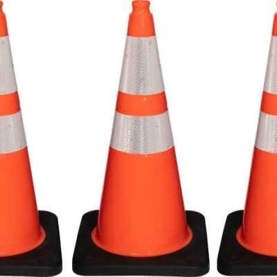 28-Inch 7 lb Traffic Safety Cones with Reflective Collars - Pack of 5