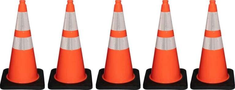 28-Inch 7 lb Traffic Safety Cones with Reflective Collars - Pack of 5