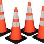 28-inch traffic safety cones | 28-Inch Traffic Safety Cones with Reflective Collars - Pack of 4