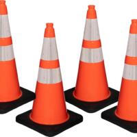 28-Inch Traffic Safety Cones with Reflective Collars - Pack of 4
