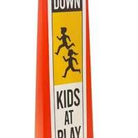 SLOW DOWN KIDS AT PLAY Vertical Panel Sign Kit, Double-sided, Reflective sheeting. Vertical Panel & 20lb Base (Sign and base ship separately)