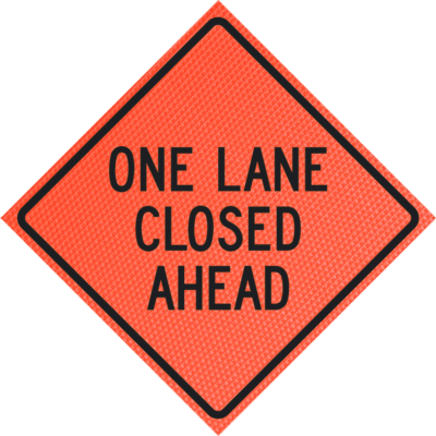 ONE LANE CLOSED AHEAD
