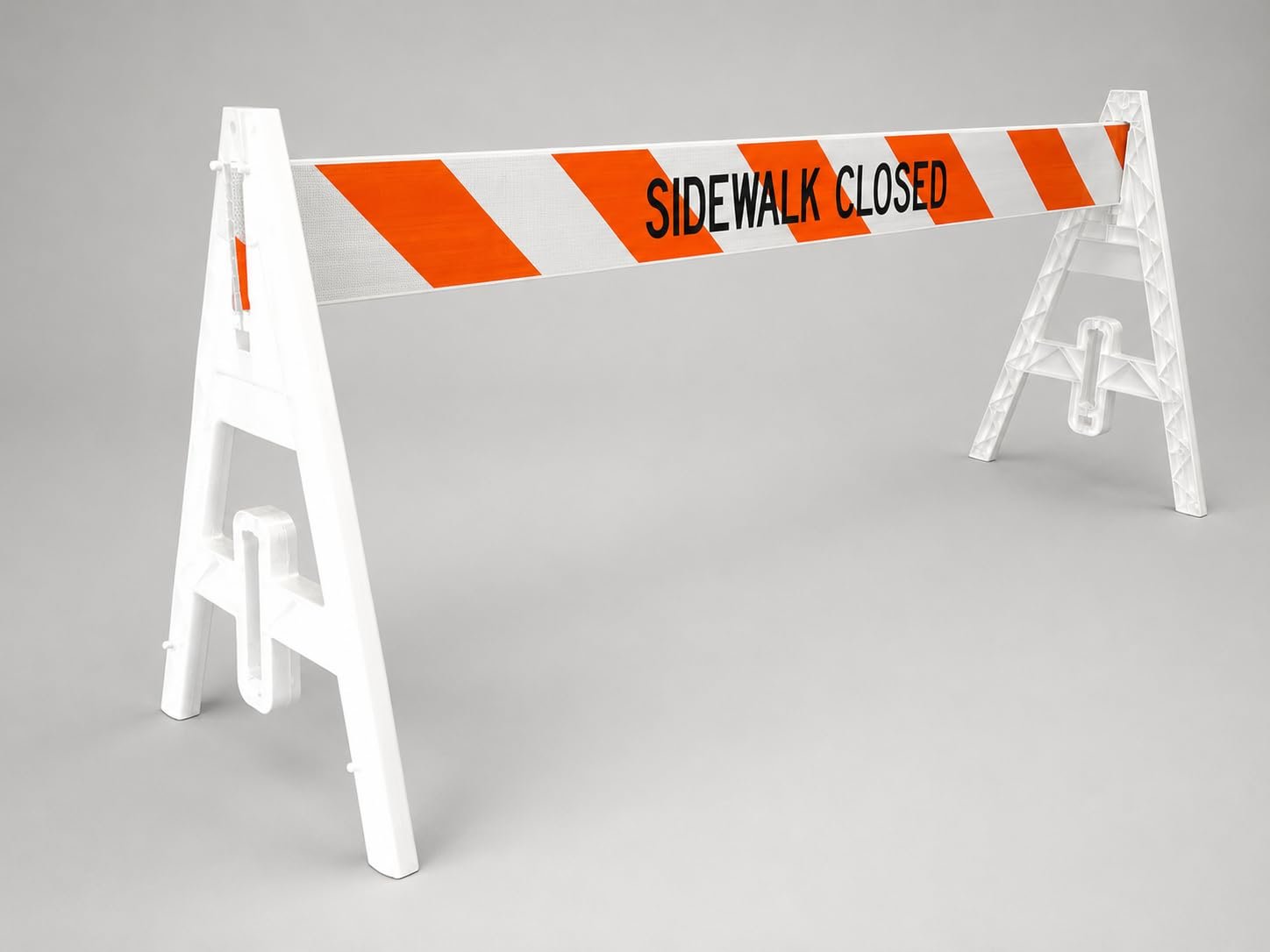Work Zone Supply - Work Zone Products traffic safety equipment Printed Type 1 plastic A-frame barricade with 8-foot reflective rail