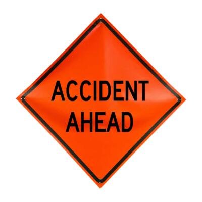 Accident ahead 48" non-reflective roll-up sign