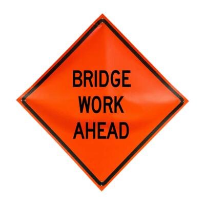 Bridge work ahead 48" non-reflective roll-up