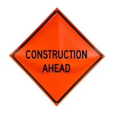 Construction ahead 48" non-reflective roll-up sign