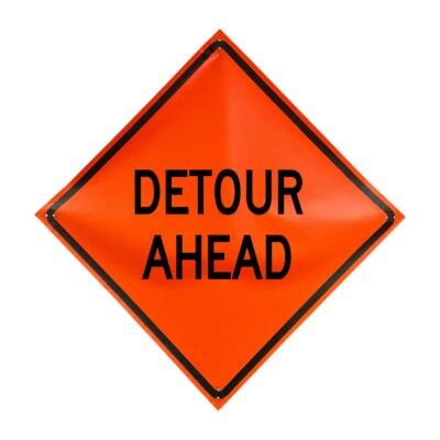 Detour ahead (w20-2) 48" non-reflective roll-up sign
