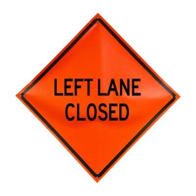 Left Lane Closed 36" Non-reflective Roll-up Sign