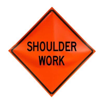 Shoulder Work non-reflective vinyl roll-up traffic sign