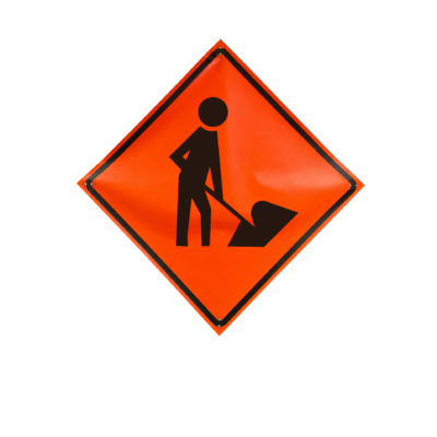 Worker symbol non-reflective vinyl roll-up traffic sign